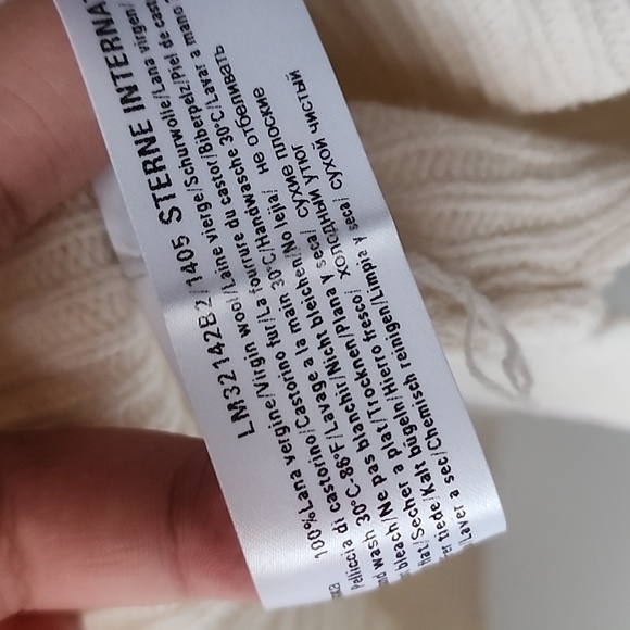 Antoniazzi Made in Italy 100% Wool Luxury Cream Sweater with Fur Floral Design - Picture 7 of 10